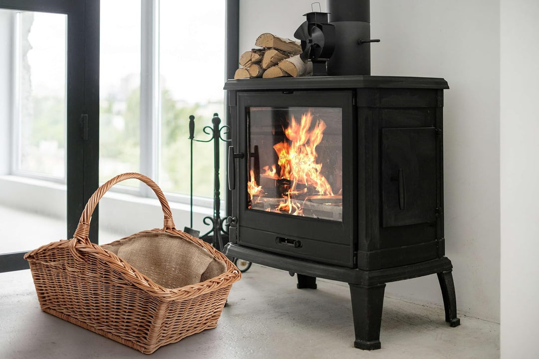 BOGATECO Weidenkorb mit Henkel, rechteckig | Kaminkorb 60x40x28 | Handgewebt, massiv | Holzkorb mit