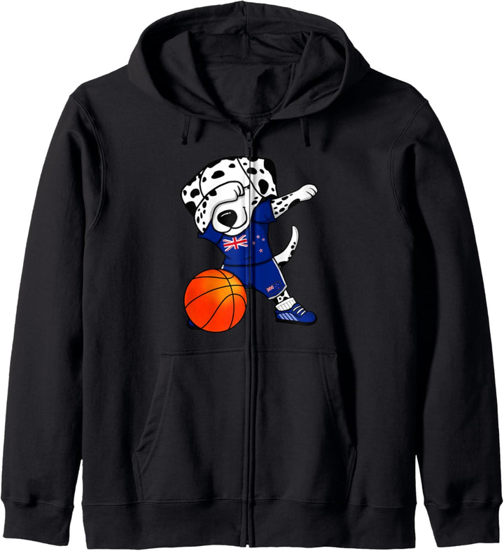 Dabbing Dalmatiner Neuseeland Basketball Mannschaft Sport Kapuzenjacke