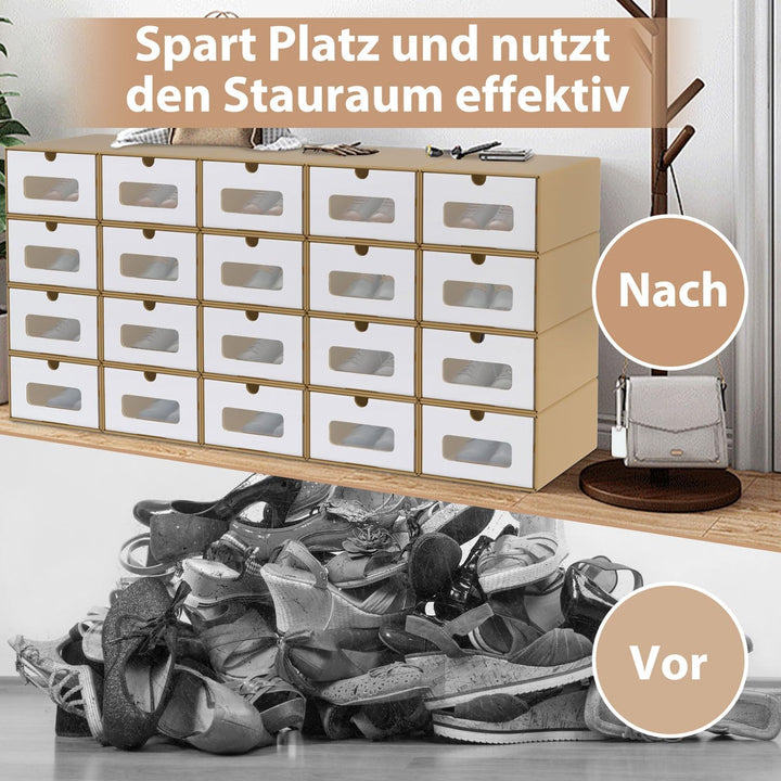 10 Stück Schuhboxen Stapelbar Boxen-Set,Aufbewahrungsbox Schubladen aus Pappe Karton,Schuhkarton Ord