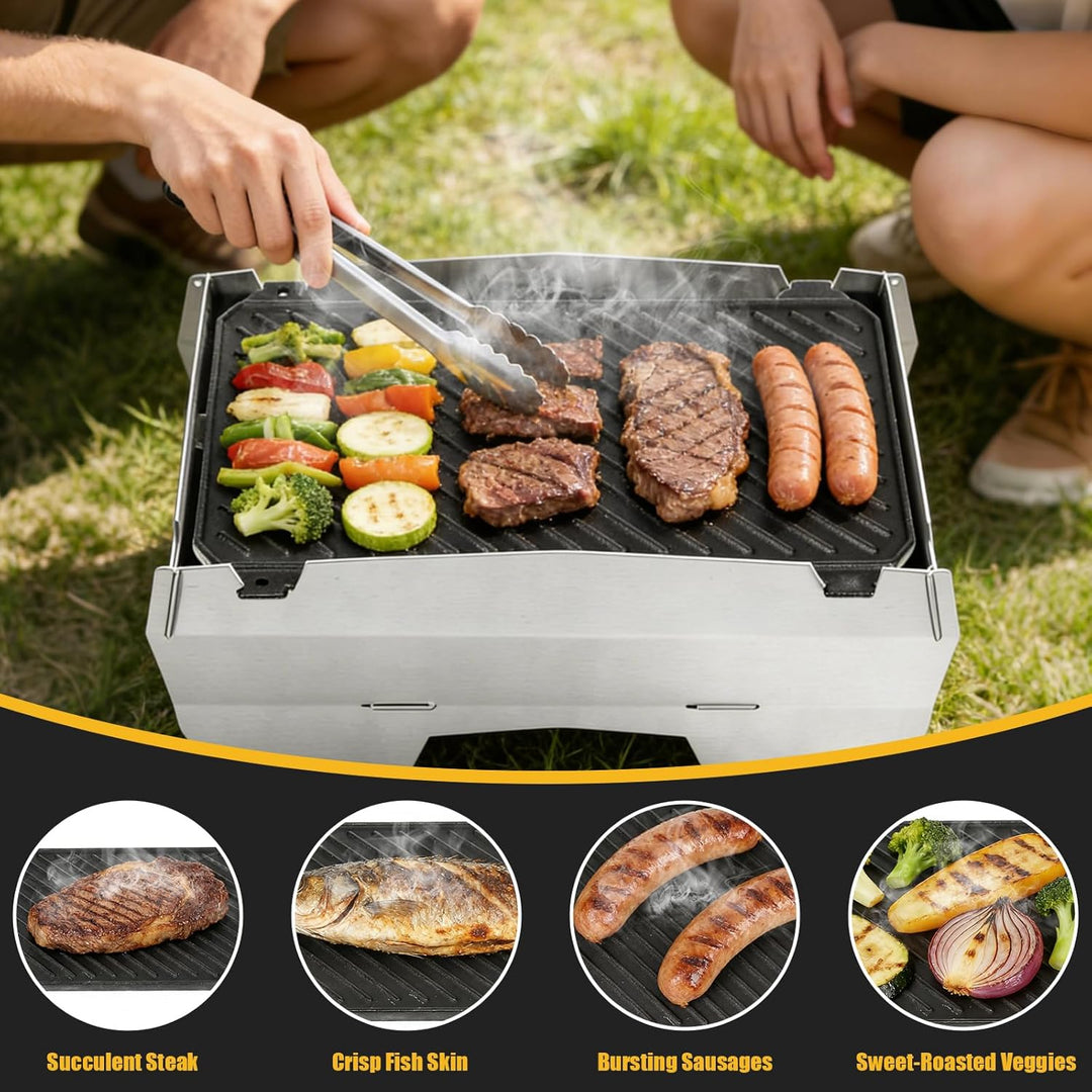 GFTIME Gusseisen Grillplatte passend für SKOTTI Grill, Plancha & Griddle 2-in-1, beidseitig verwendb