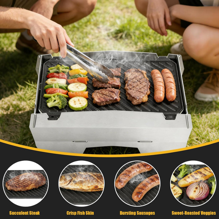 GFTIME Gusseisen Grillplatte passend für SKOTTI Grill, Plancha & Griddle 2-in-1, beidseitig verwendb