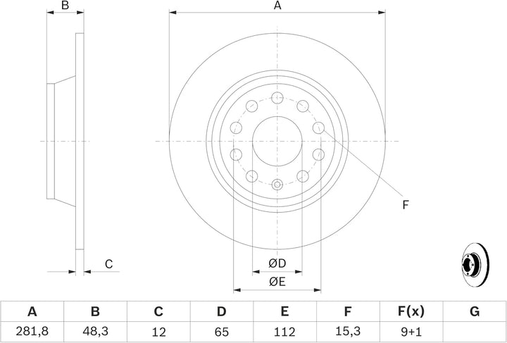 Bosch BD1112 Bremsscheiben - Hinterachse - ECE-R90 Zertifizierung - zwei Bremsscheiben pro Set