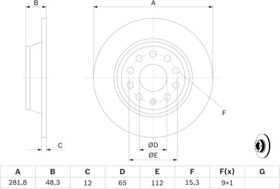 Bosch BD1112 Bremsscheiben - Hinterachse - ECE-R90 Zertifizierung - zwei Bremsscheiben pro Set