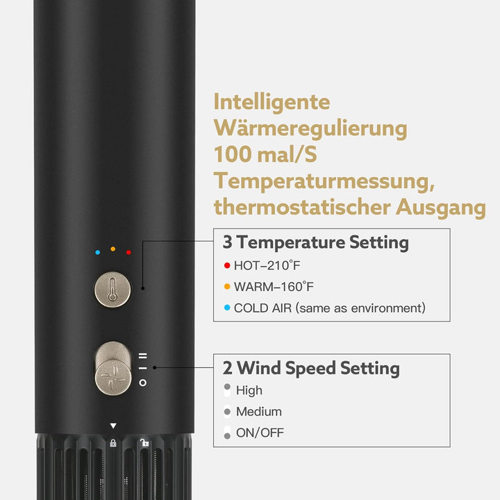 webeauty 6in1 Hairstyler, 110,000U/Min,30M/S,Hochgeschwindigkeit Haartrockner mit Warmluftbürste, Ru