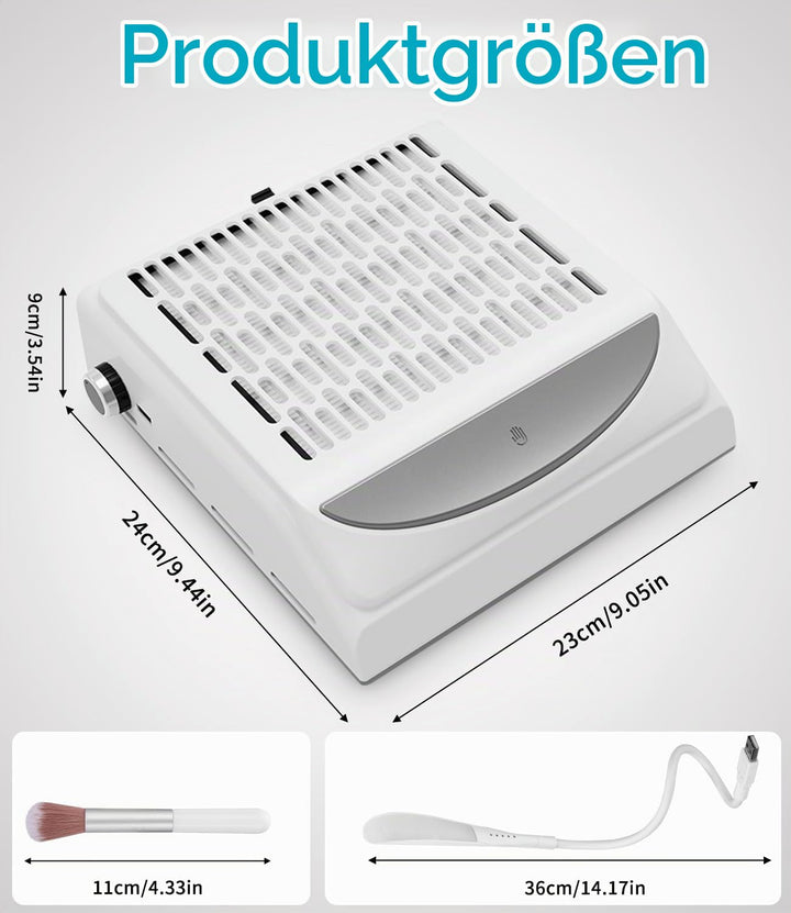Staubabsaugung für Nägel 100W, 5000rpm Nagelstaubsauger Weiss, Professionelle Haushalt und Staubabsa