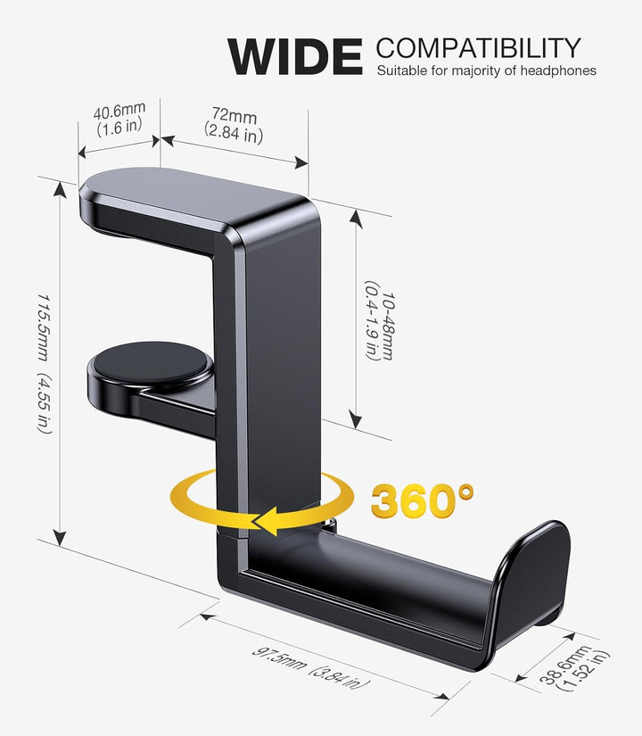 Coolpow Headset Halterung für Gaming Tisch【360° Drehbar】 Kopfhörer Ständer Tisch Kopfhörerhalter Ein