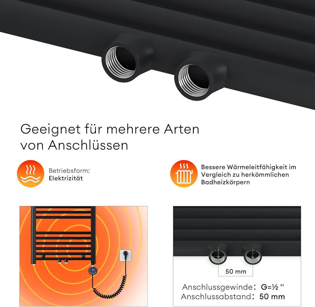 Mai &amp; Mai Badheizkörper Handtuchheizkörper 60x120 cm matt Anthrazit | Badheizung Heizkörper bad mit