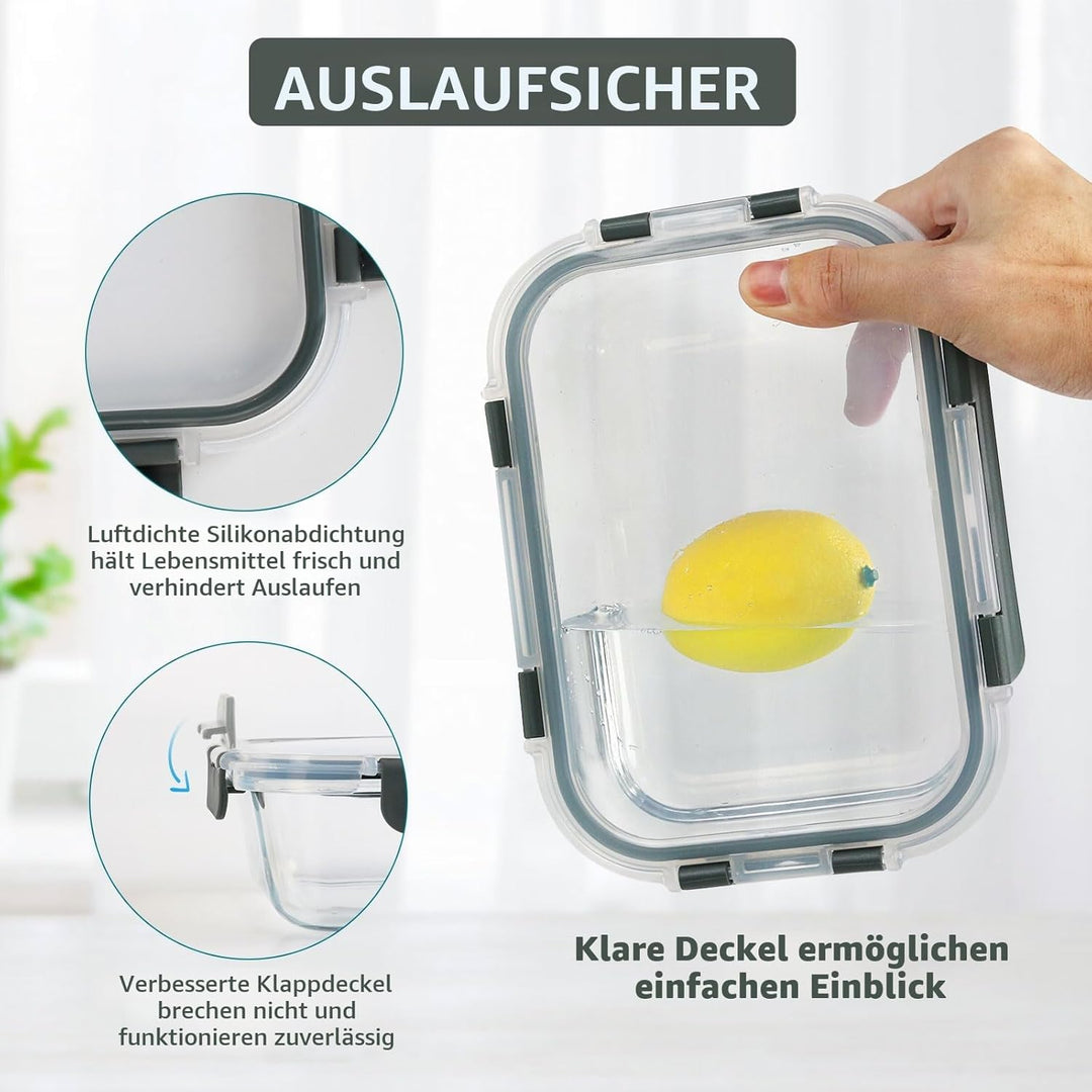 M MCIRCO 8 Packs 860 ml Glas-Frischhaltedosen Set für Lebensmittel, Spülmaschinen, Mikrowellen &amp; Gef