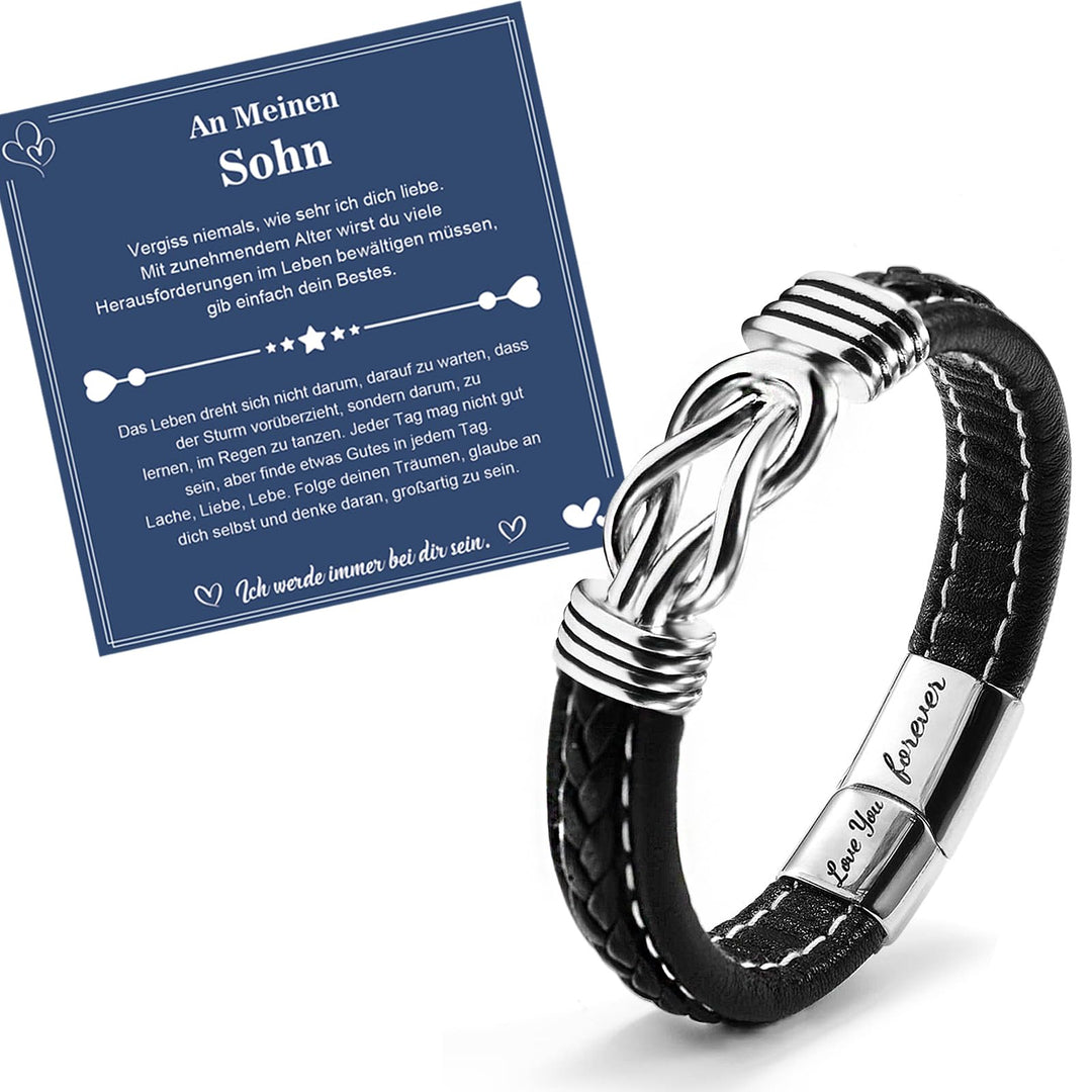 CheersLife Armband Herren Lederarmband Sohn Geschenk von Mama Papa Armband für Meinen Sohn Geburtsta