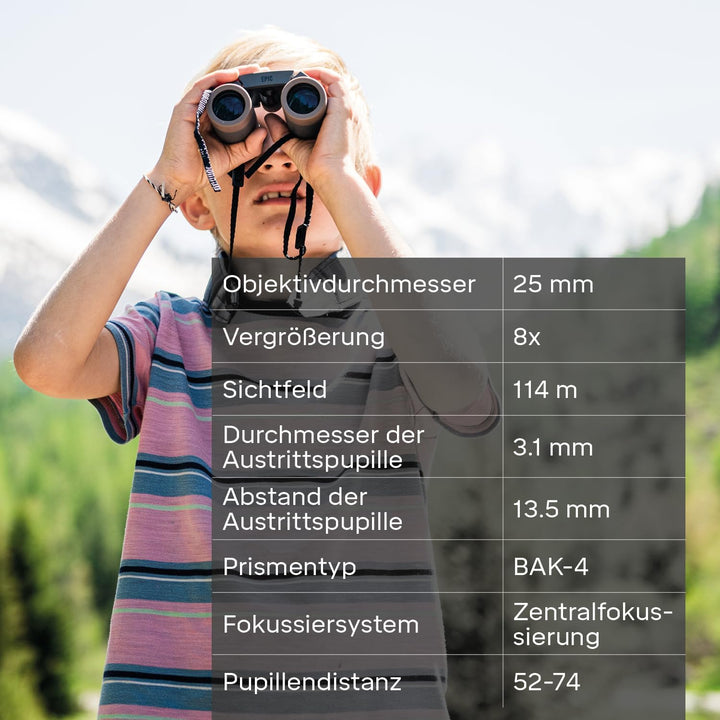 Silva kleines Fernglas Erwachsene & für Kinder - Scenic 8-8x25 Wasserfest - BAK4 - Faltbares Ferngla