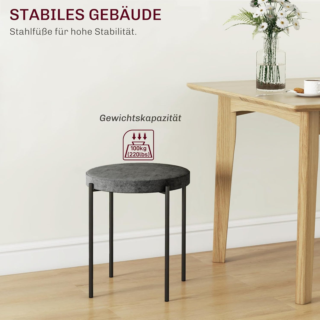 HOMCOM Esszimmerhocker 4er Set Stapelhocker Hocker aus Metall mit Samtoptik Küchenhocker Polsterhock