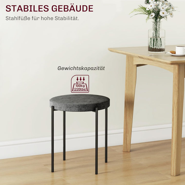 HOMCOM Esszimmerhocker 4er Set Stapelhocker Hocker aus Metall mit Samtoptik Küchenhocker Polsterhock