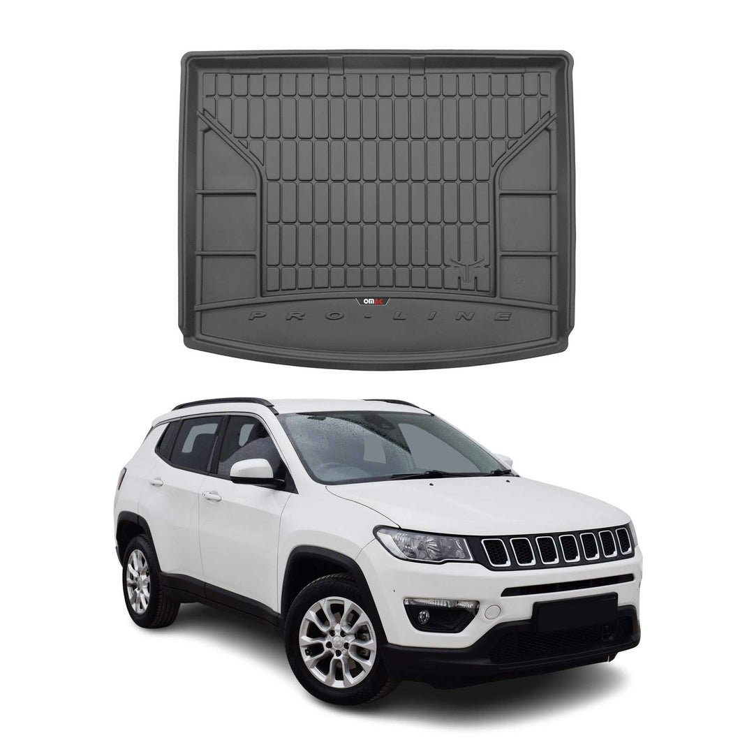 OMAC Gummi Kofferraumwanne kompatibel mit Jeep Compass 2016-2020 TPE Laderaumwanne Schwarz