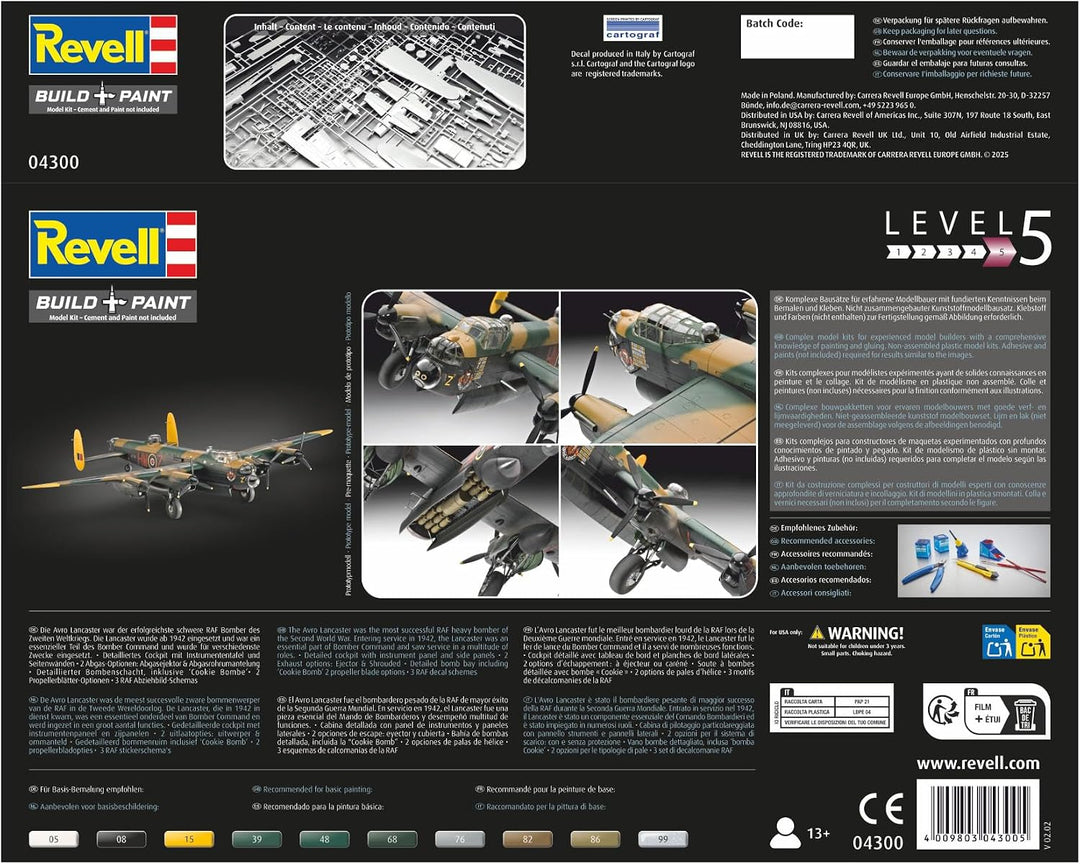 Revell REV-04300 Flugzeugbomber Avro Lancaster Mk.I/III, Flugzeugmodellbausatz, 10 Jahre to 99 Jahre