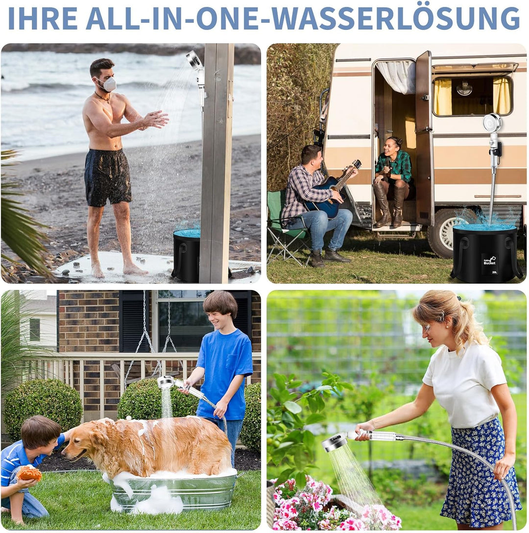 YOOHBERRYS Filterbar Tragbare Campingdusche, 6000 mAh Camping Dusche Outdoor Mobile Dusche mit Tempe