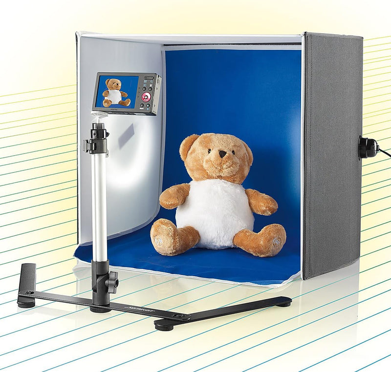 Somikon Produktfoto Box: Professionelle Foto-Studio-Box, 2 Fotolampen & Stativ, 22 W, 1.710 lm