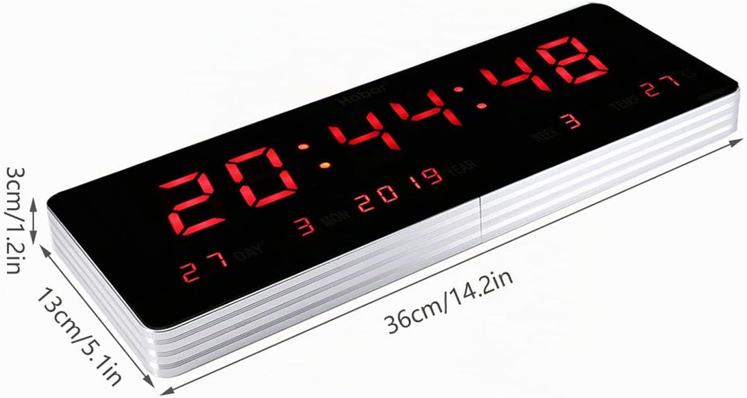 LED Digitaluhr, Aluminiumlegierung Rahmen Netzbetriebene Kalender Uhr Temperatur Wanduhren Grosse Ro