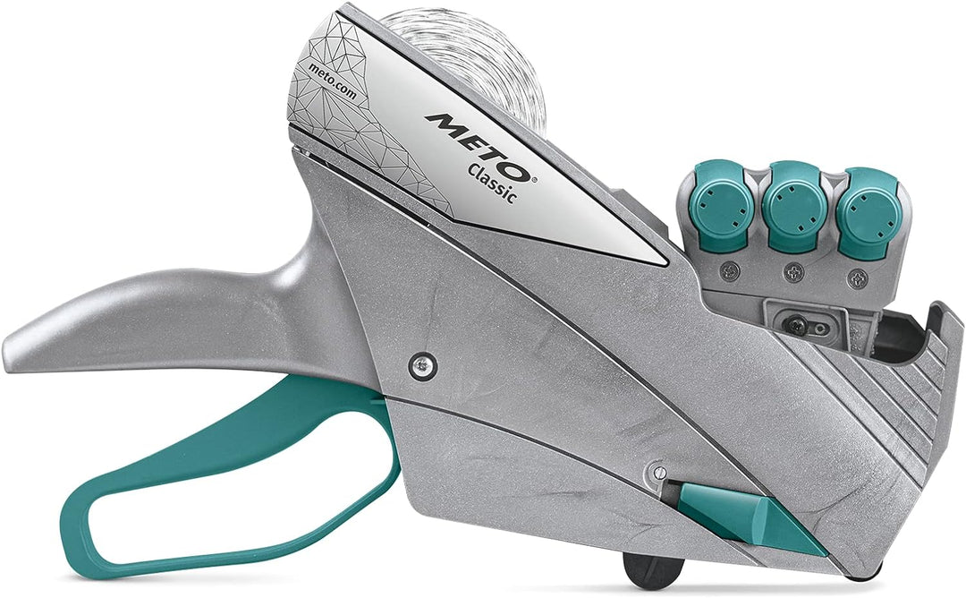 Meto Original Classic XL Preisauszeichner Set – Preis, MHD, Datum, Artikelnummer (3-zeilig, 33-stell