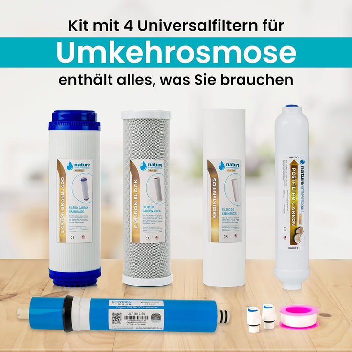 NATURE WATER PROFESSIONALS - Set mit 4 Universalfiltern für Umkehrosmose — inklusive Vontron-Membran