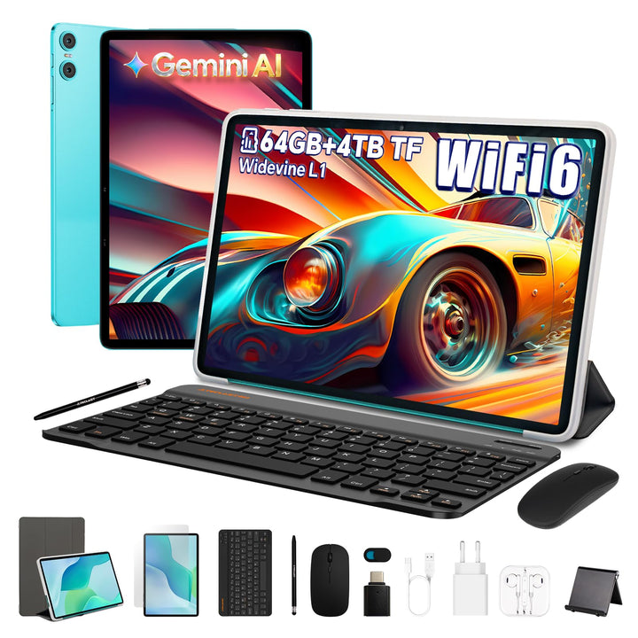 TECLAST 10.1 Zoll Android Tablet mit Gemini AI, Tablets mit Tastatur und Stift 10-Zubehör, 64GB ROM