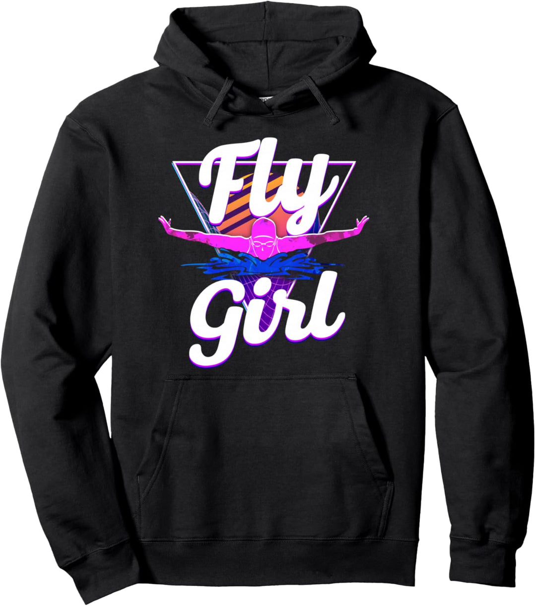 Schwimmer Swim Fly Girl Butterfly Schwimmen 80er Jahre Vaporwave Pullover Hoodie