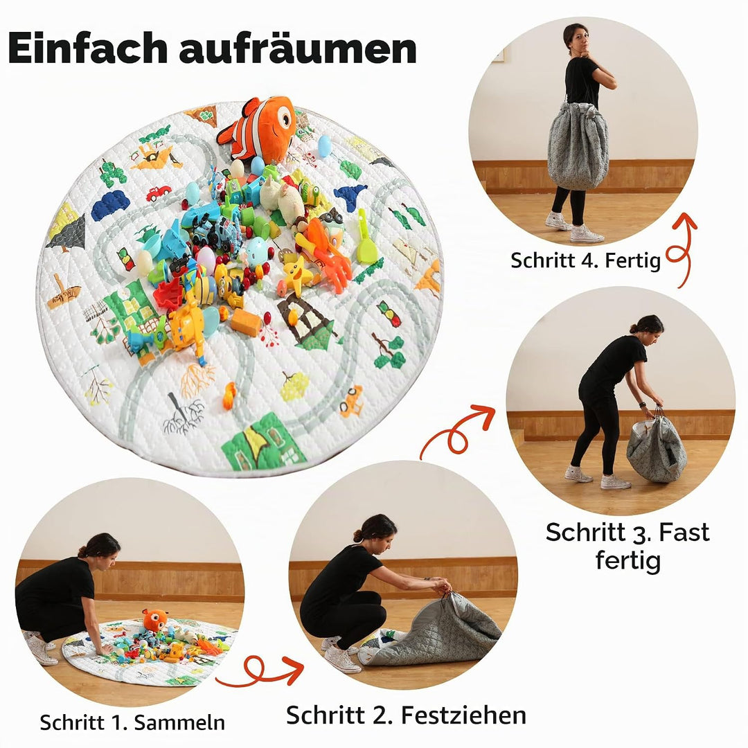 Winthome Baby-Spielmatte, Aufbewahrungstasche für Spielzeug, Sicher Ungiftig, Rutschfest, Spielzeug-