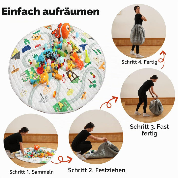 Winthome Baby-Spielmatte, Aufbewahrungstasche für Spielzeug, Sicher Ungiftig, Rutschfest, Spielzeug-