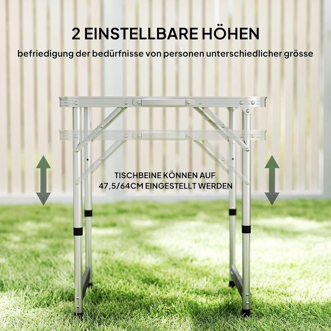 Outsunny Campingtisch Klapptisch Universaltisch Koffertisch Gartentisch Falttisch höhenverstellbar A