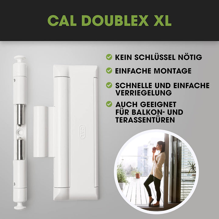 Cal Doublex XL - Fenstersicherung gegen Einbruch, auch für Balkontür, Terassentür Einbruchschutz (we
