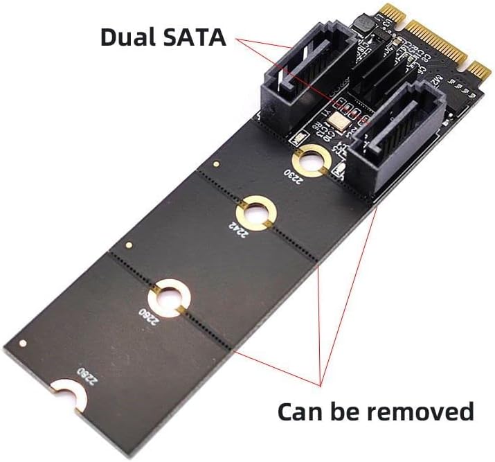 cablecc PCI Express NGFF Key B+M zu SATA 3.0 6 Gbps Dual Ports Vertical Adapter Converter Festplatte