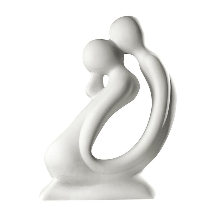 Skulptur Paar "Der Kuss" kniend, Farbe weiss