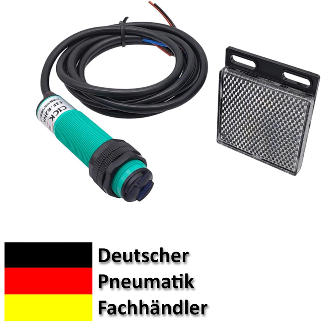 Reflektor-Lichtschranke 6-36 Volt DC NPN NC, Ø 18mm Lichtschranke mit Spiegel IR-Lichtschranke bis z