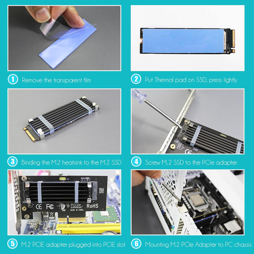 GLOTRENDS PA09-HS M.2 NVMe zu PCIe 4.0 X4 Adapter mit M.2 Kühlkörper für 2280/2260/2242/2230 M.2 NVM