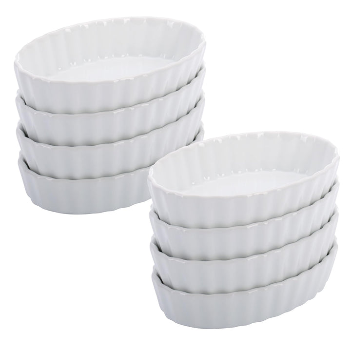 Westmark 8 Servierschälchen für Crème Brulée – Ovale Porzellanschälchen zum Servieren von Desserts,