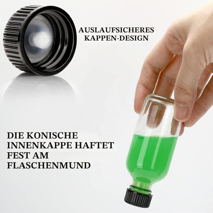 Mini Glasflaschen mit Deckel, 12 Shot Flaschen zum Befüllen 60ml, Kleine Glasflaschen, Kleine Schnap