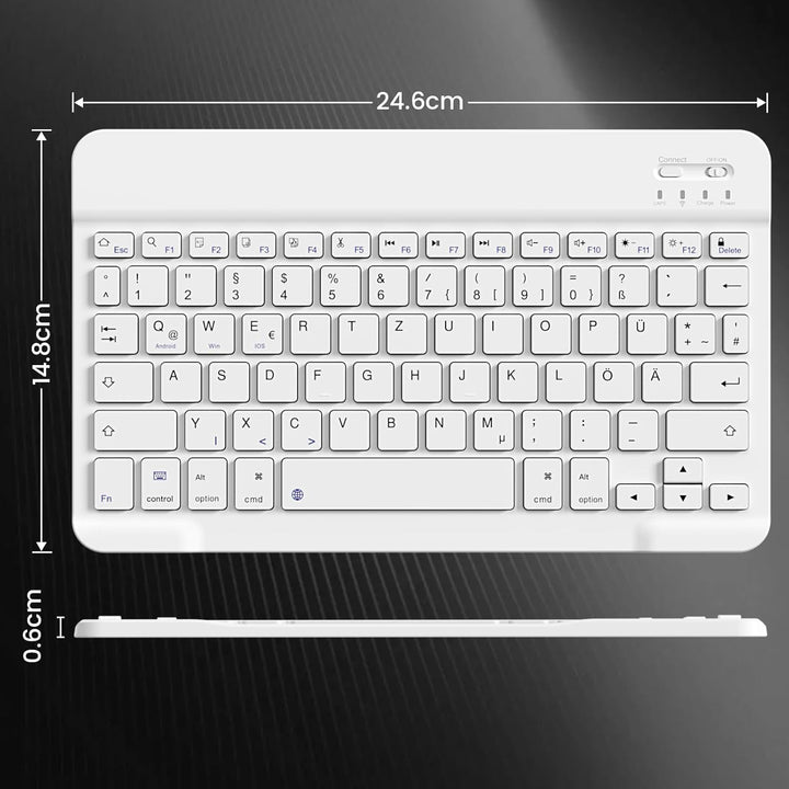Ultradünn Bluetooth-Tastatur, Wiederaufladbare Kabellose Tastatur, Kompatibel mit iOS, Android, Wind