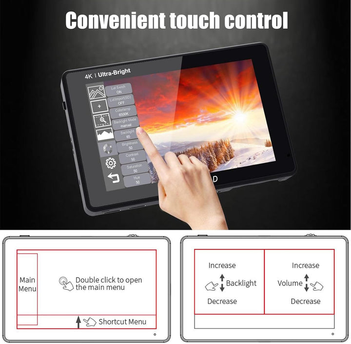 Feelworld LUT7 7 Zoll 1920x1200 IPS 4K Touchscreen 2200nit Ultra Bright DSLR-Kamera Feldmonitor Unte
