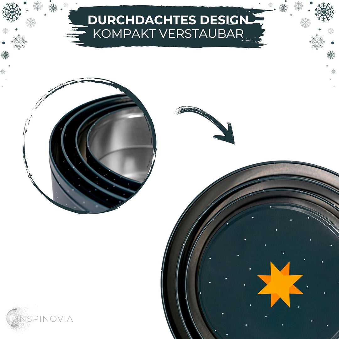 Keksdosen 4er Set | Ideal für Weihnachtsplätzchen & andere Leckereien | 4 Grössen im Set | Gebäck &