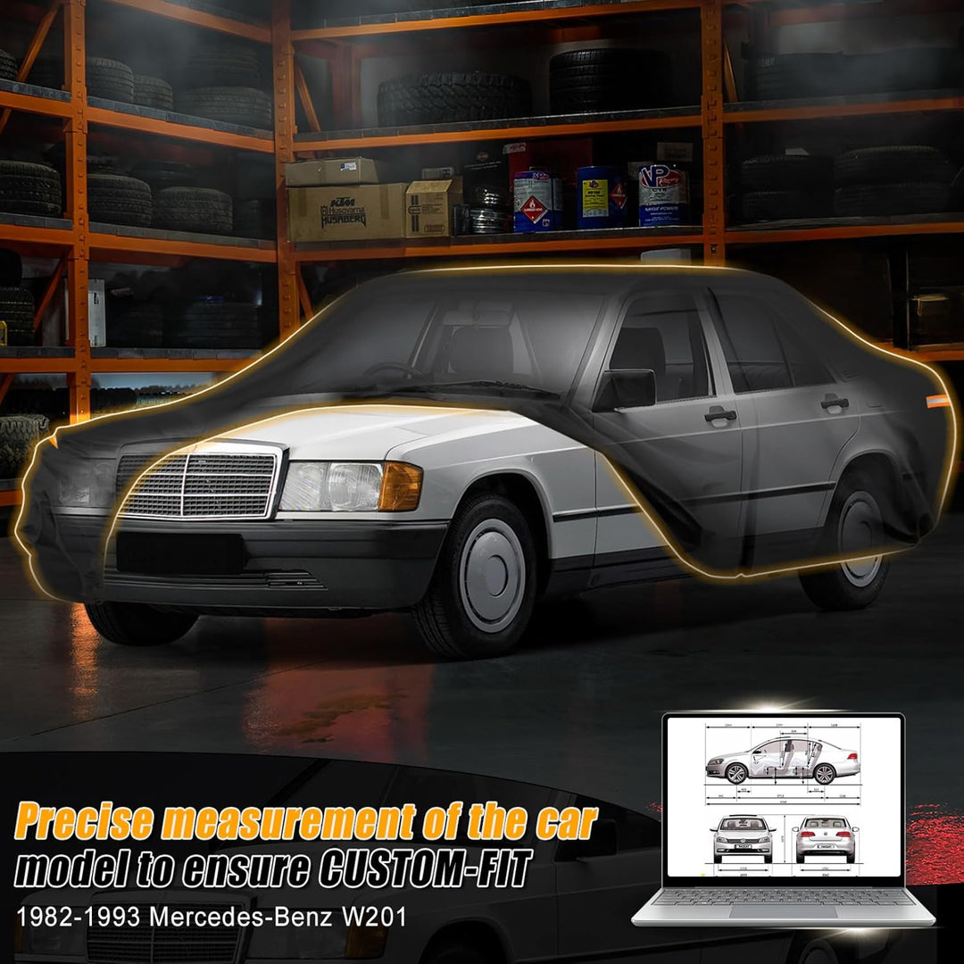 Autoabdeckung Wasserdicht für 1982-1993 Mercedes-Benz W201, Vollgarage Autoplane Auto Abdeckplane Wi