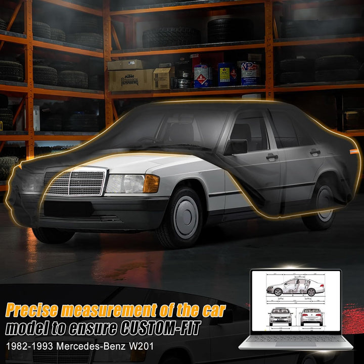 Autoabdeckung Wasserdicht für 1982-1993 Mercedes-Benz W201, Vollgarage Autoplane Auto Abdeckplane Wi