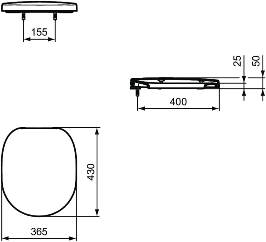 Ideal Standard E791801 Toilettensitz, weisser Kunststoff, WC-Sitz und Deckel Wrapover Standard Close