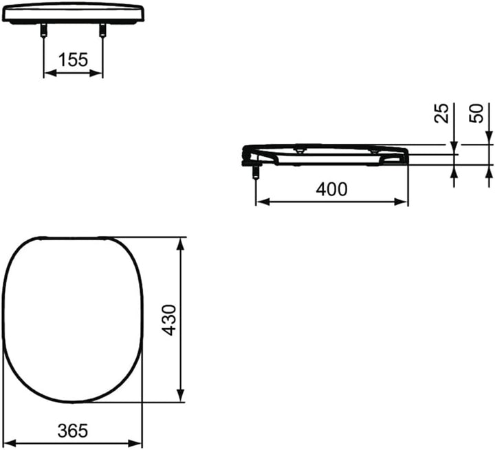 Ideal Standard E791801 Toilettensitz, weisser Kunststoff, WC-Sitz und Deckel Wrapover Standard Close