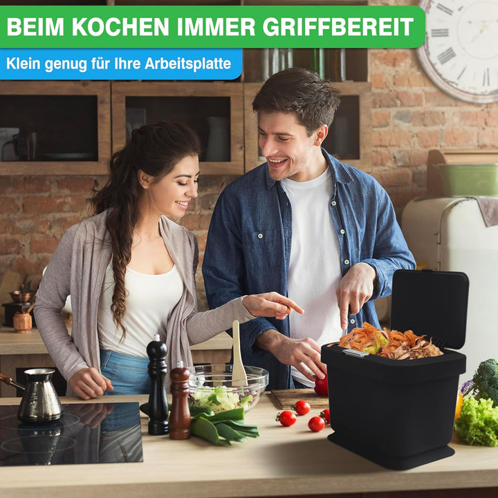 YourCasa Biomülleimer Küche 5L - Deckel mit Knopfdruck-Mechanismus- Komposteimer für alltäglichen Bi