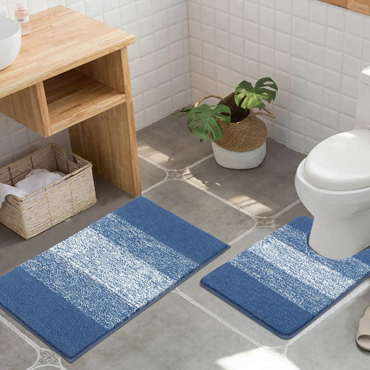Badteppich Set 2 Teilig Weich Hochflor Duschteppich Badematte Toilettenmatte Maschinenwaschbar rutsc
