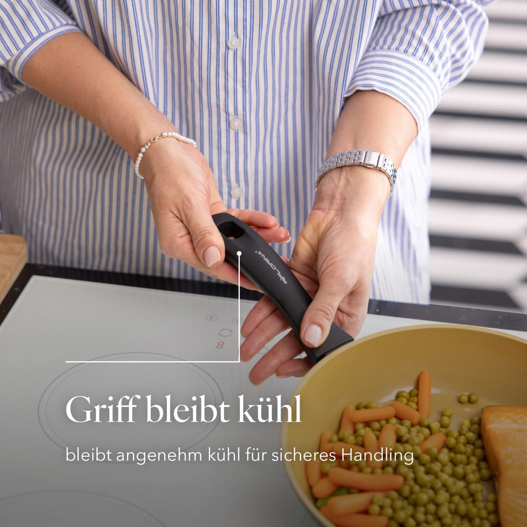 FLORINA AMVEGAN Aluminiumbratpfanne 24 cm I Hohe Haltbarkeit I Olivenöl-Keramikbeschichtung I Einfac