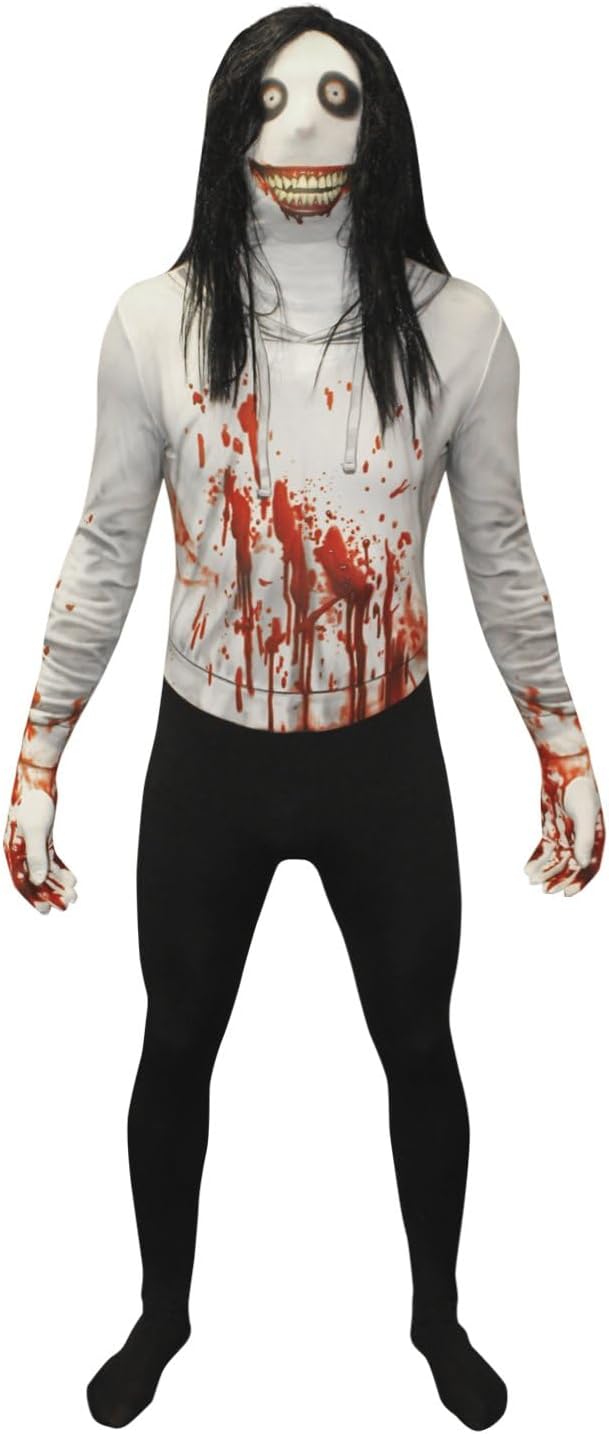 Morphsuit Jeff The Killer Kostüm für Erwachsene, Monster Verkleidung, Halloween und Karneval - L (16