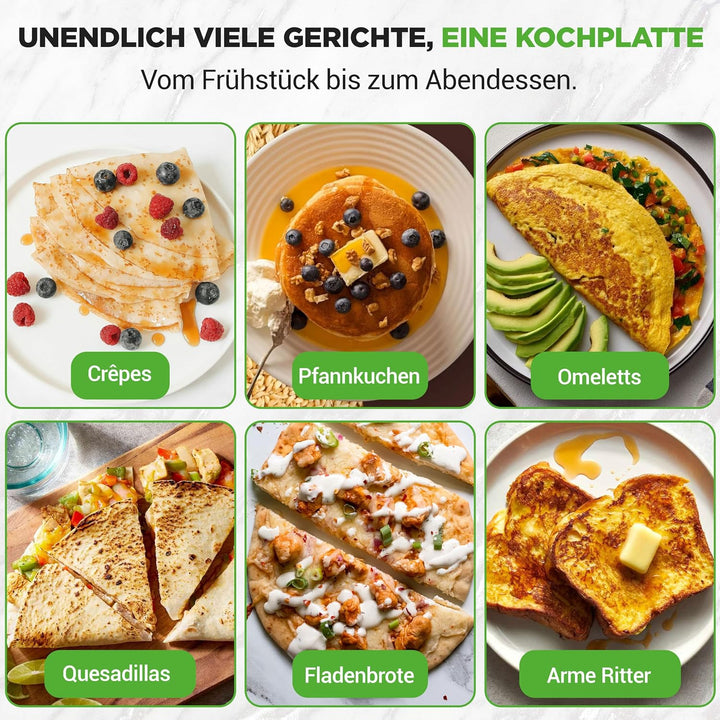 NutriChef Crepes Maker 30 cm mit Abnehmbarer Wendeplatte - Antihaft Oberfläche, LED Anzeige und Temp