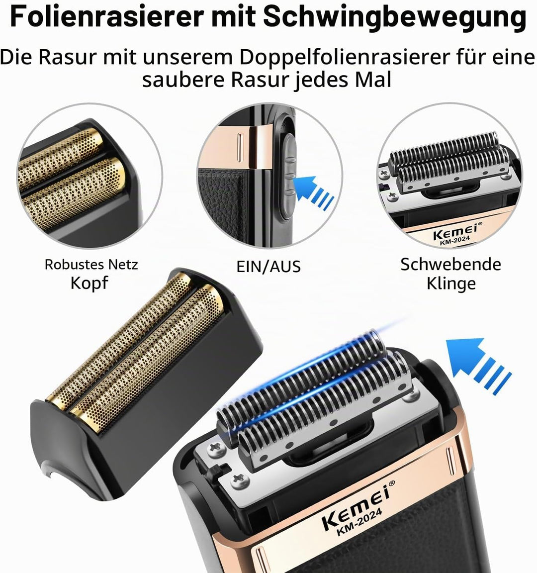 KEMEI Professionelle Haarschneidemaschine und Folienrasierer Set, Elektrische Haarschneidemaschine f