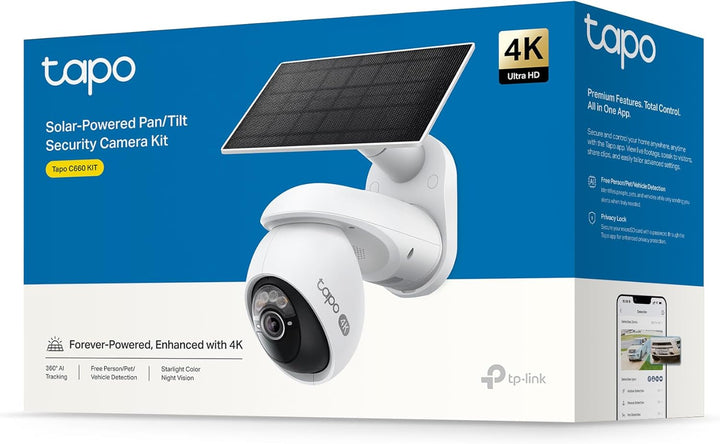 Tapo C660 KIT 4K 360° Solar Überwachungskamera Aussen, Akku 10000mAh, Farbnachtsicht, Dual-Band WLAN