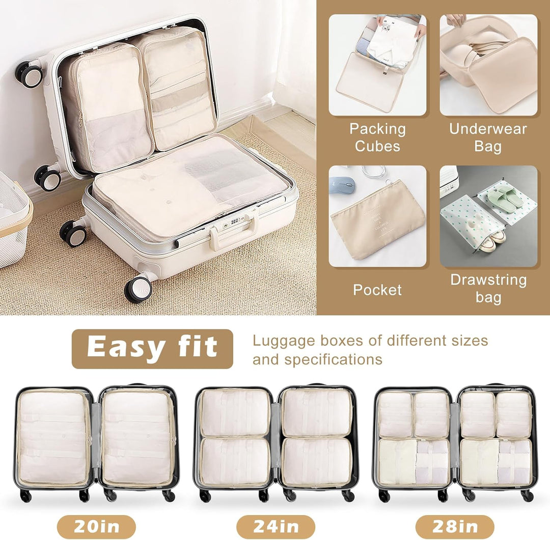 Koffer Organizer Set, 14 Stück Wasserdicht Packing Cubes, Multifunktionale Travel Packwürfel, Koffer